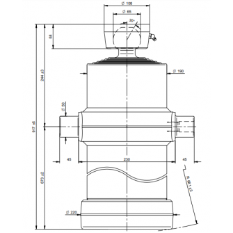 Teleskopski cilinder 5 stopenj 22 ton 3490 mm s kroglo 5010S